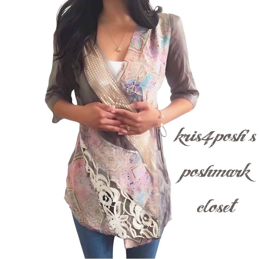 Anthro Tiny Silk + Sequin Kimono Wrap